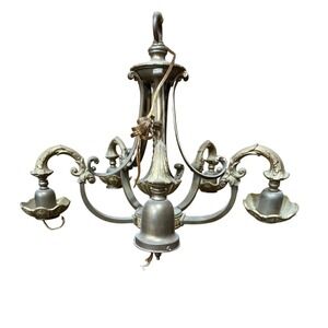 Vintage‎ Brass Finish Chandelier Lighting Fixture 5-Arm Ornate